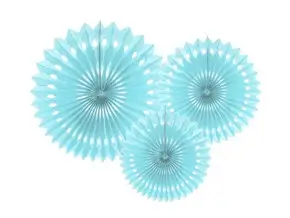 Fabric fan, light blue, 20-30cm, set of 3