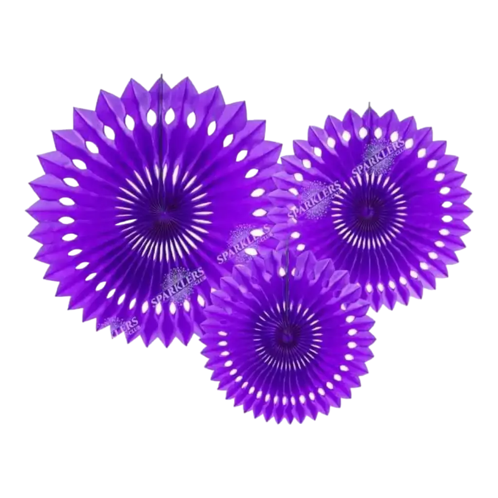 Decorative rosettes, purple, 20-30 cm (3 pieces)