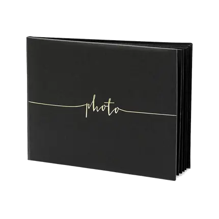 Black landscape photo album with gold lettering