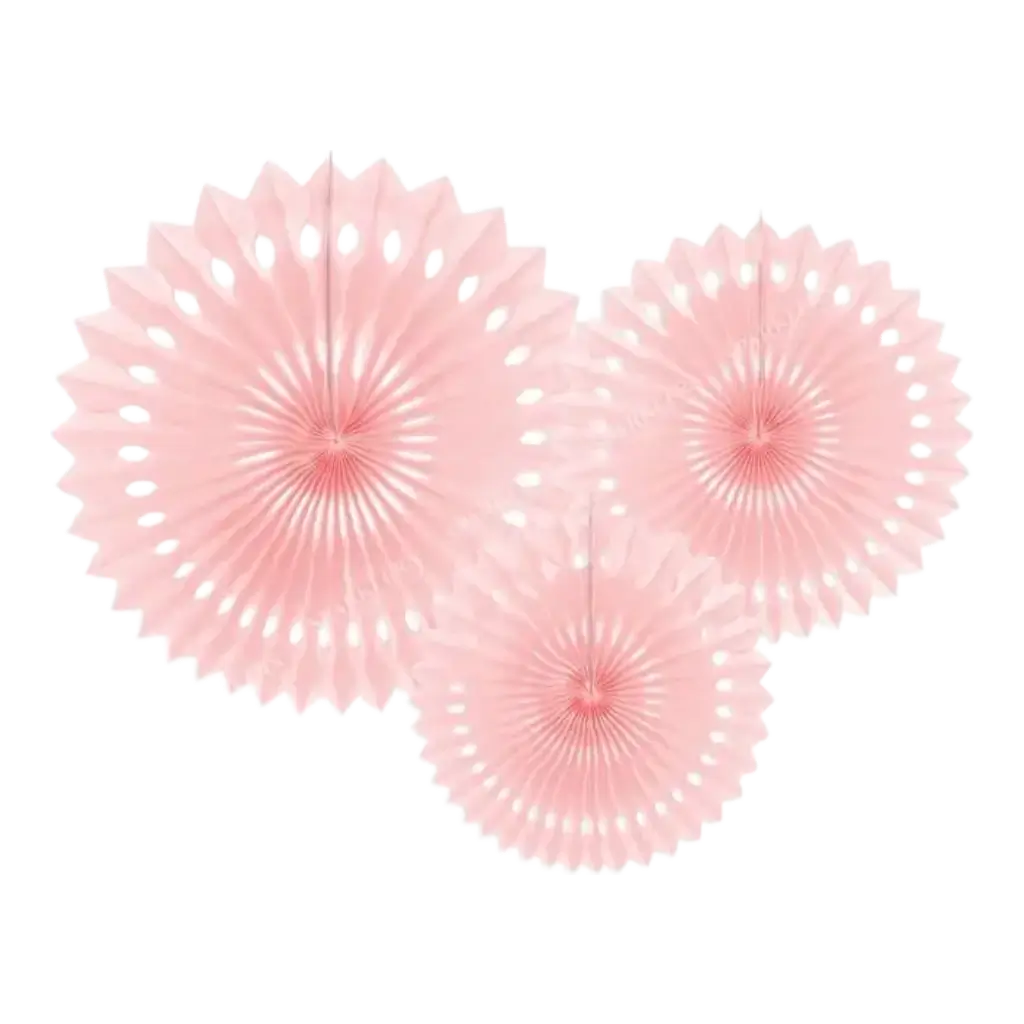 Decorative rosettes, light pink, 20-30 cm (Set of 3)