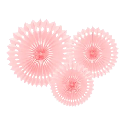 Decorative rosettes, light pink, 20-30 cm (Set of 3)