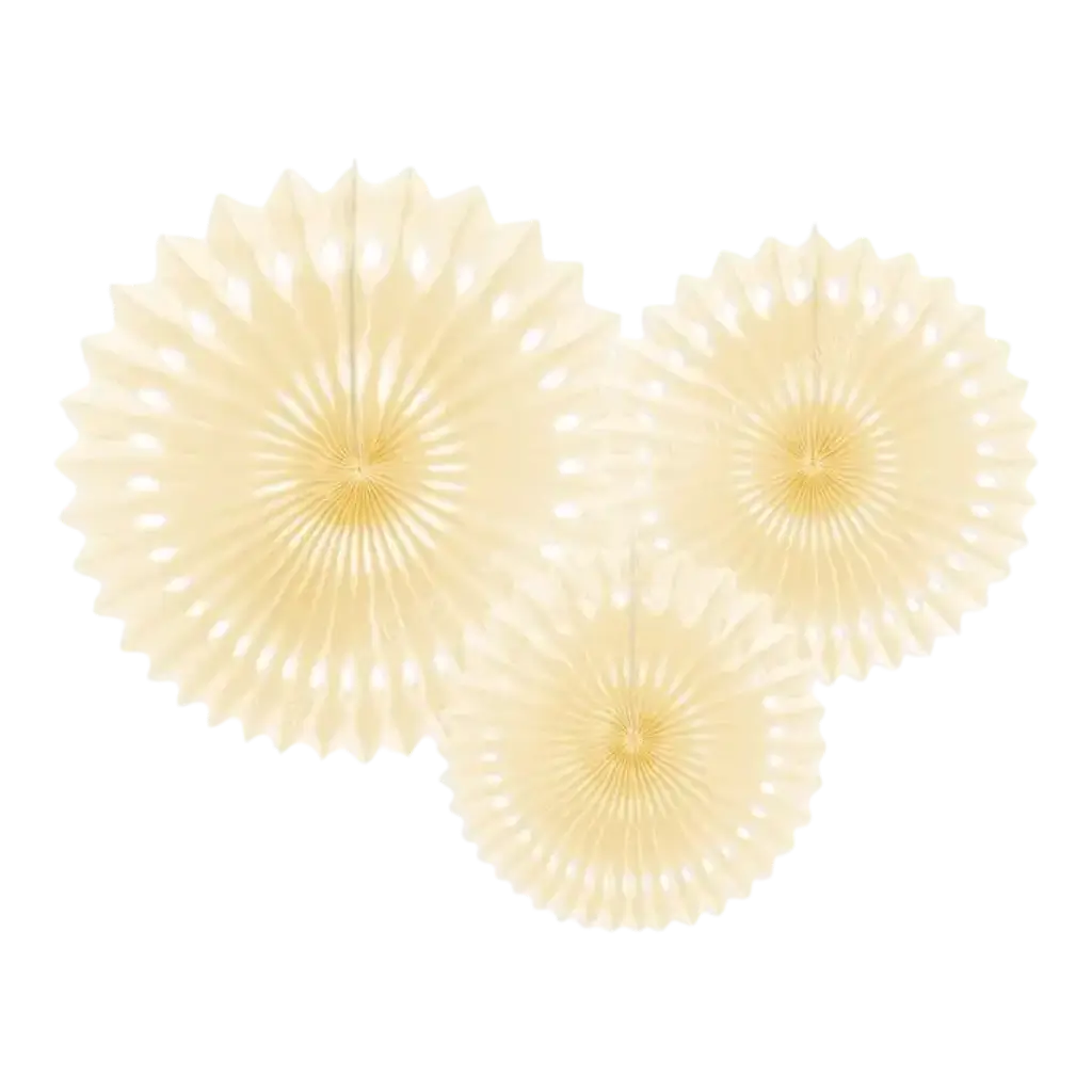 Decorative rosettes, cream, 20-30cm (3 pcs.)