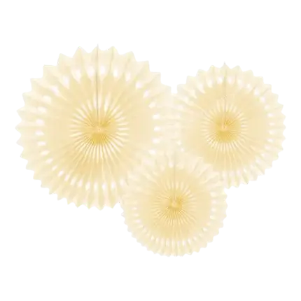 Decorative rosettes, cream, 20-30cm (3 pcs.)