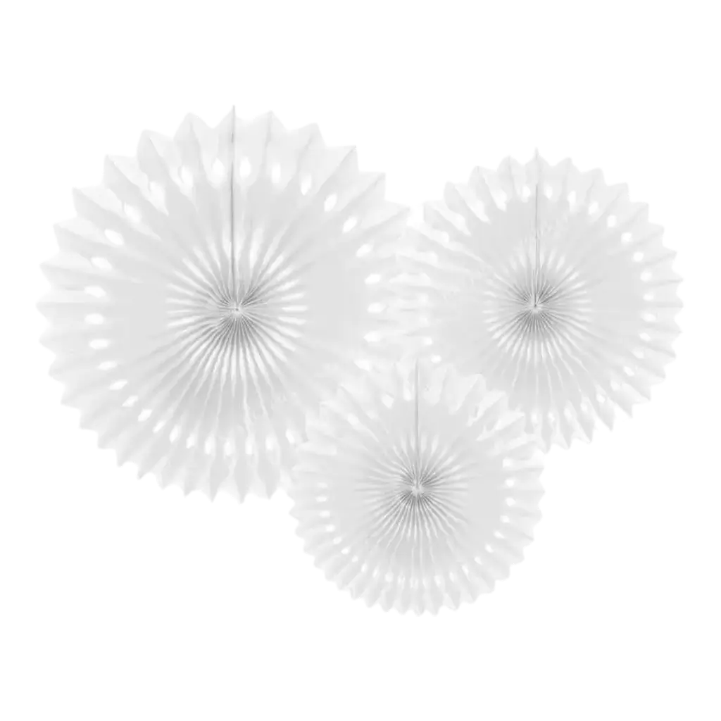 Decorative rosettes, white, 20-30 cm (3 pieces)