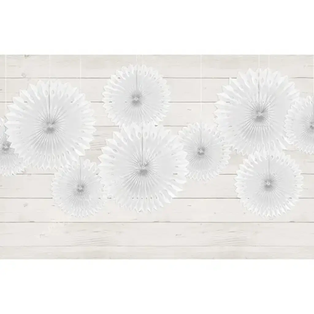 Decorative rosettes, white, 20-30 cm (3 pieces)