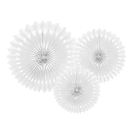Decorative rosettes, white, 20-30 cm (3 pieces)