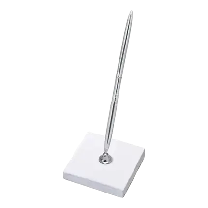White & silver pen holder