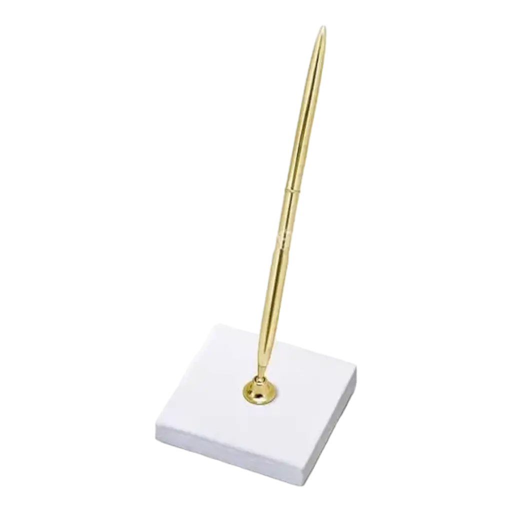 White & gold pen holder