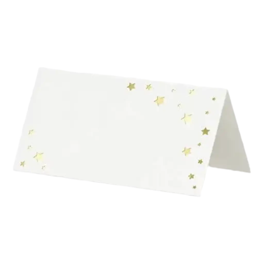 White paper place cards with gold stars (set of 10)