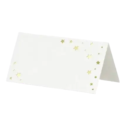 White paper place cards with gold stars (set of 10)