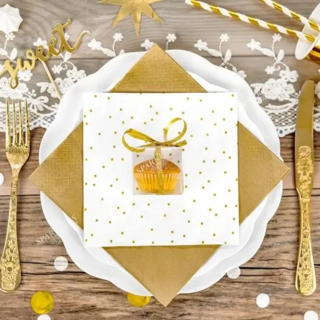 Paper napkin with round golden dot (Set of 20)