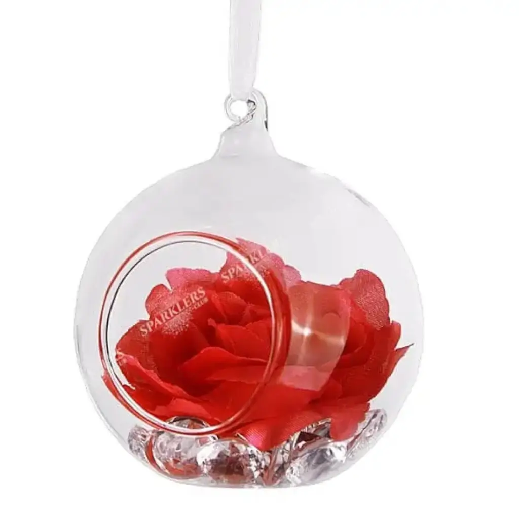Glass ball with ribbon ø10cm (Set of 4)