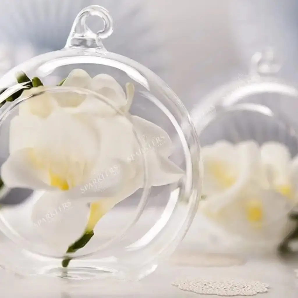 Glass ball with ribbon ø10cm (Set of 4)