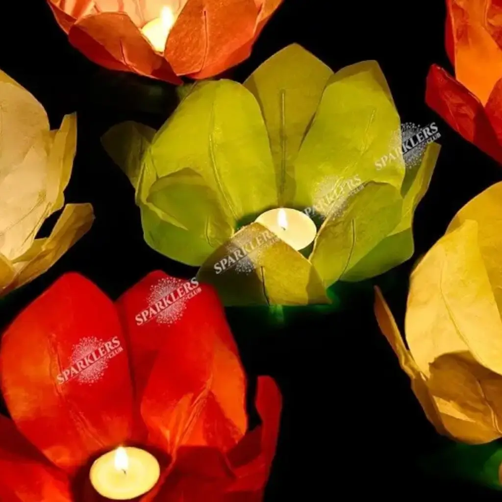 Multicoloured floating lanterns x6