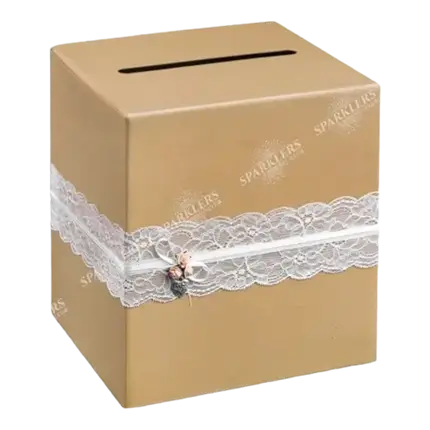 Kraft paper urn with white lace