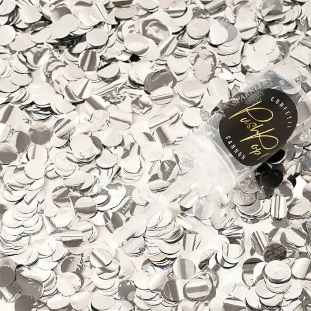 Silver push pop confetti