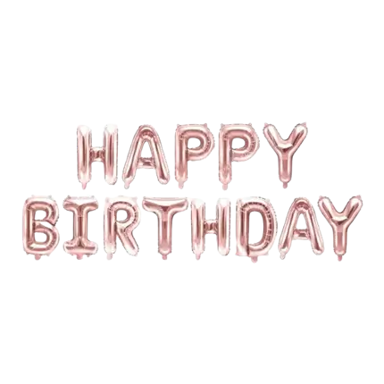 Happy Birthday Balloon 340x35cm Pink Gold