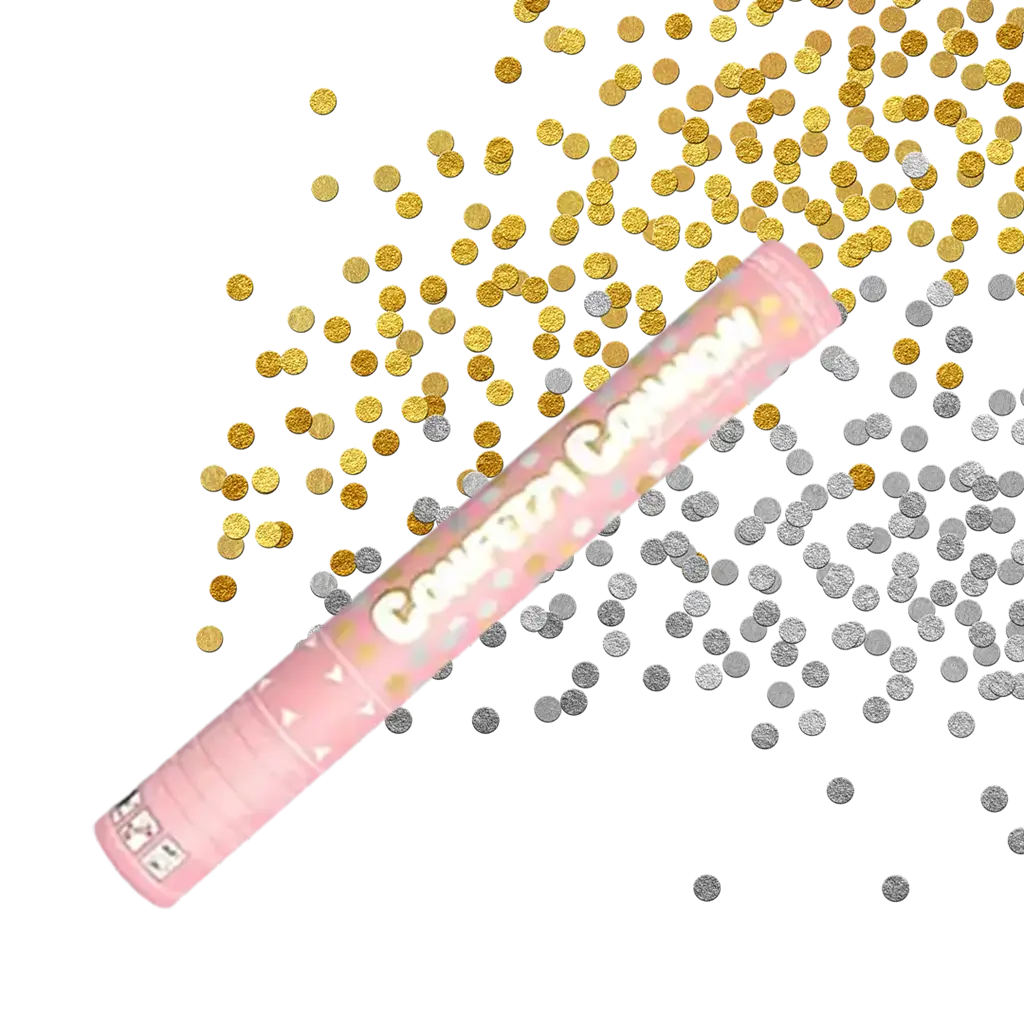 40cm round confetti cannons Gold & Silver