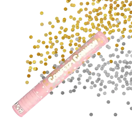 40cm round confetti cannons Gold & Silver