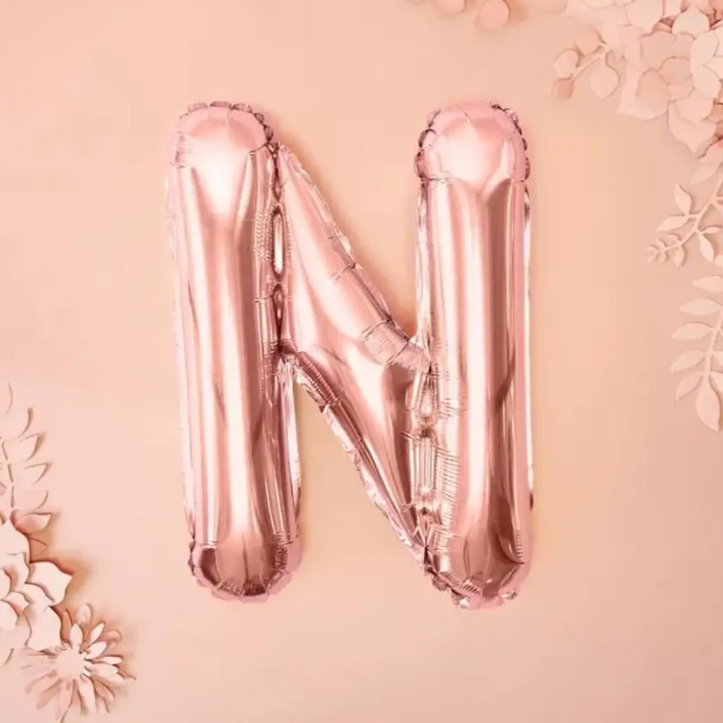 Balloon Letter N Pink Gold - 35cm