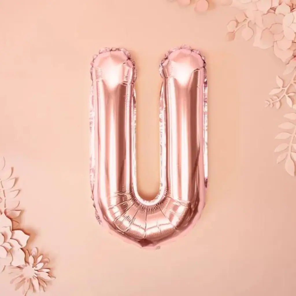 Balloon Letter U Pink Gold - 35cm