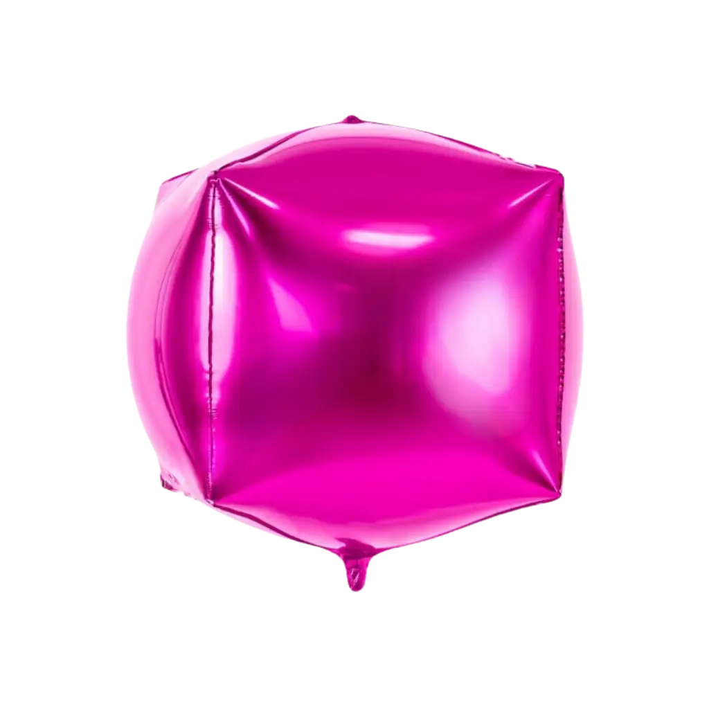Dark pink metallic balloon cube