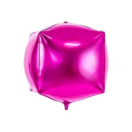 Dark pink metallic balloon cube