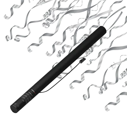 Streamer Electric Confetti Cannon Silver Metallic 80cm