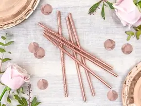 10 Rose Gold Paper Straws
