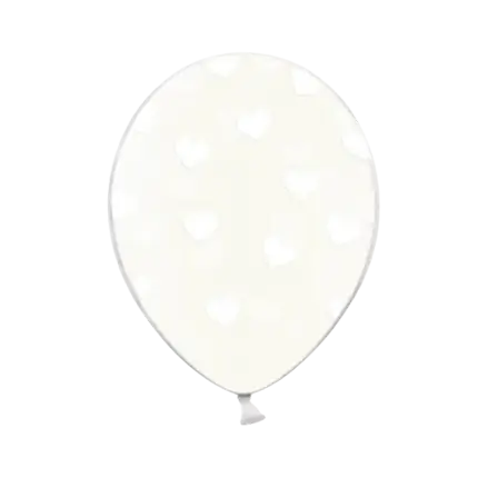 Pack of 50 transparent balloons with white cloud pattern