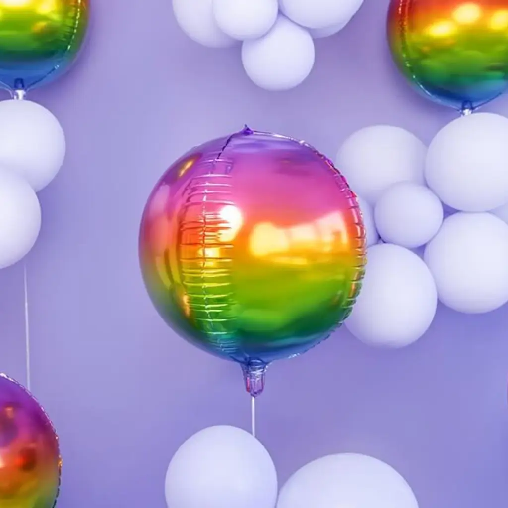 Round metallic rainbow balloon 40cm