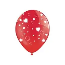 Pack of 50 red balloons with white hearts