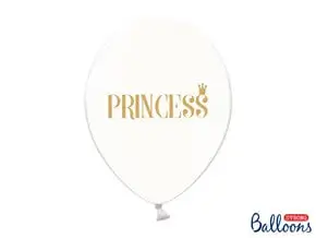 Pack of 10 white balloons with PRINCESS inscription