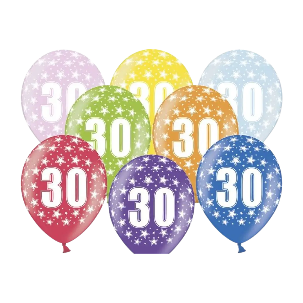 Balloons with "30" inscription (Set of 6)