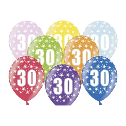 Balloons with 30 inscription (Set of 6)