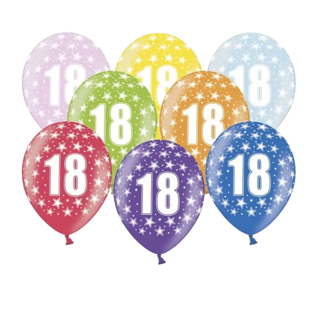 Balloons with inscription "18" (Set of 6)