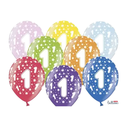 Multicoloured balloons with 1 inscription (Set of 6)