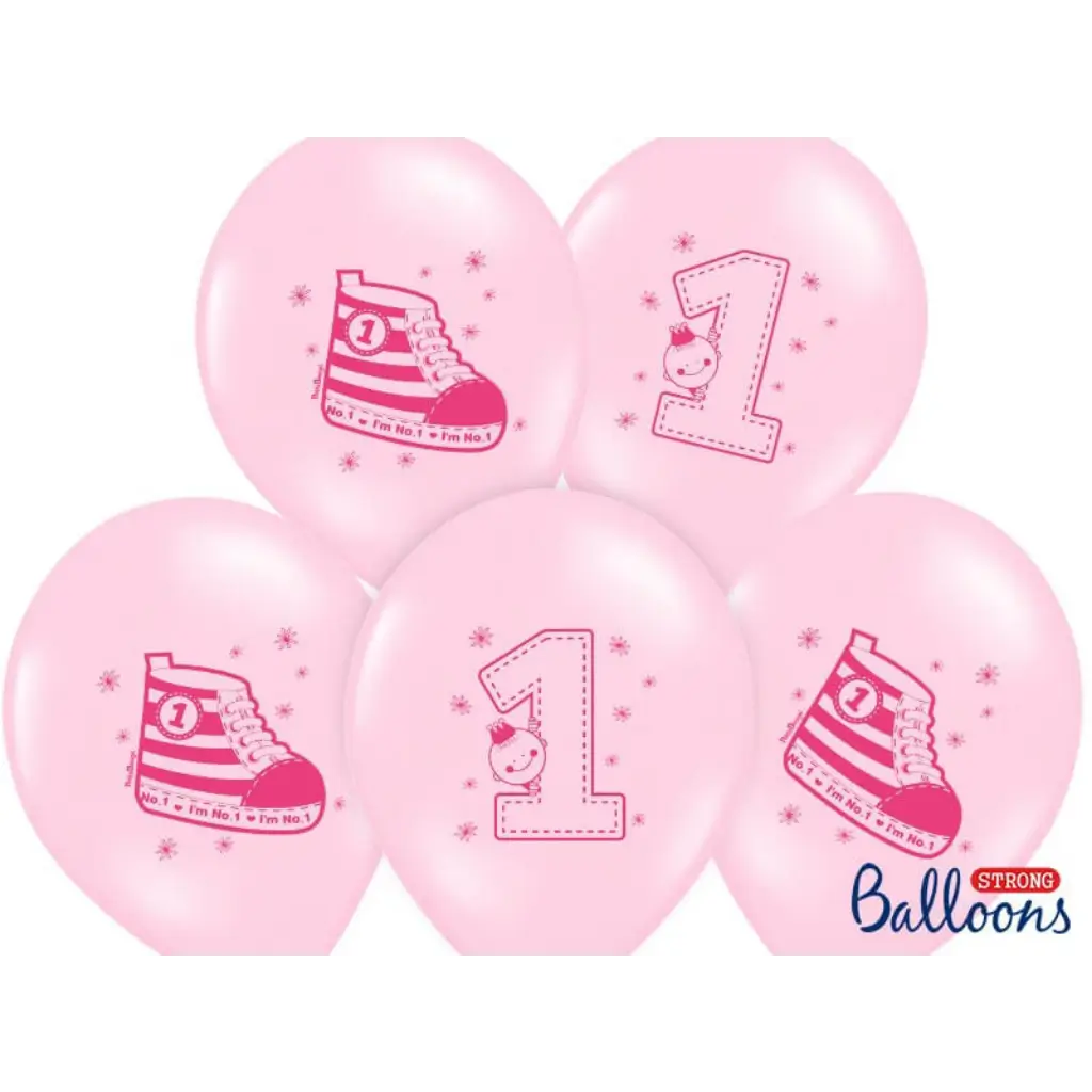 Sneaker & Number 1 Roses Balloons (Set of 6)