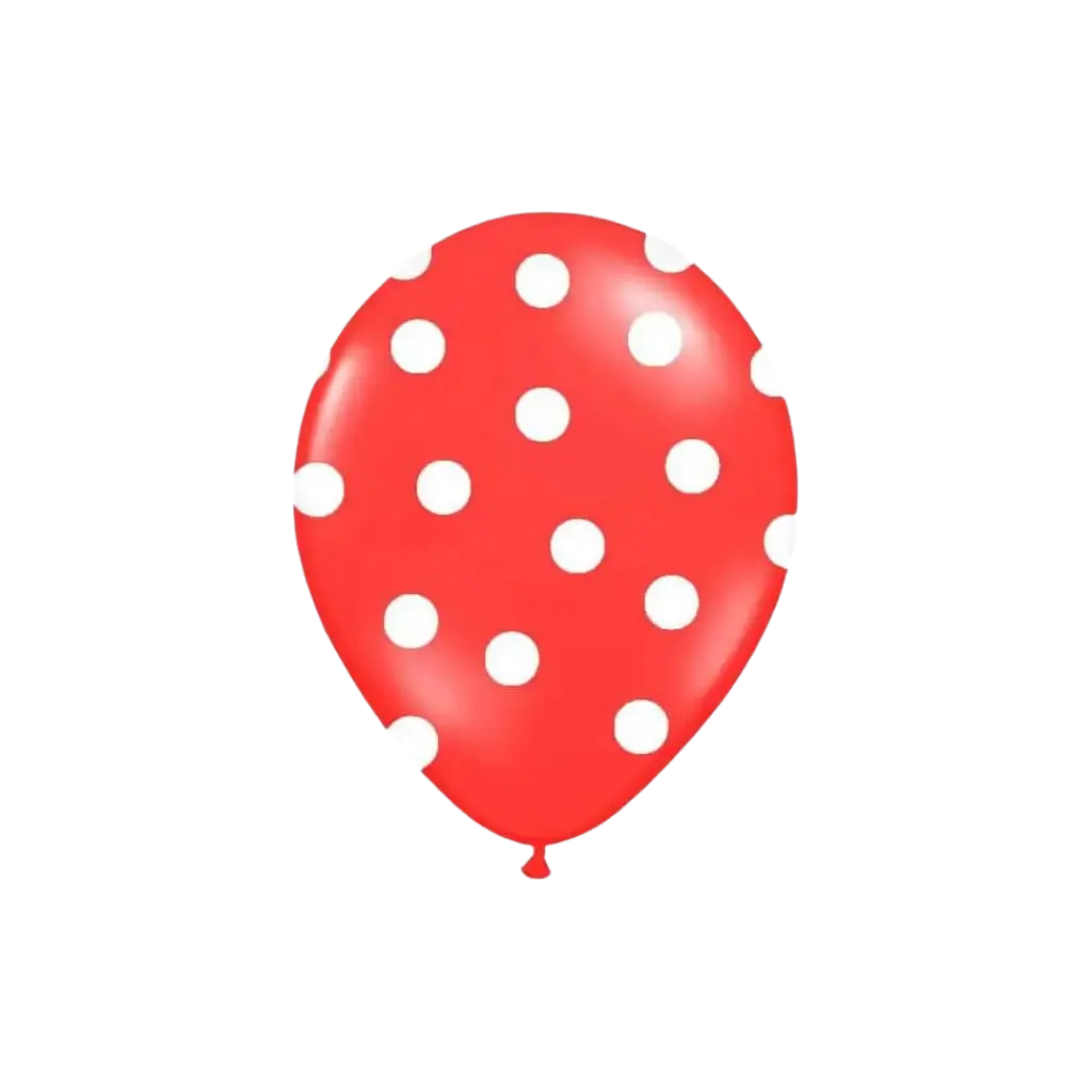 Red balloons with white round patterns (set of 6)