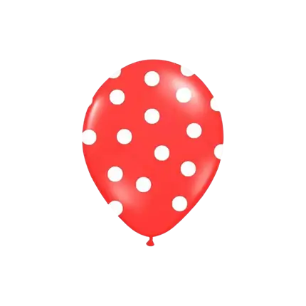 Red balloons with white round patterns (set of 6)