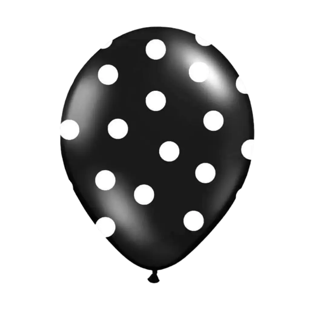 Black balloons with white round patterns (Set of 6)