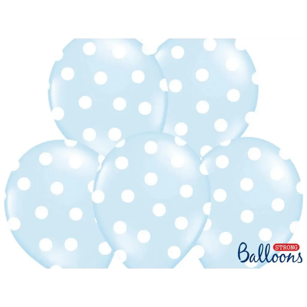 Blue balloons with white round patterns (Set of 6)