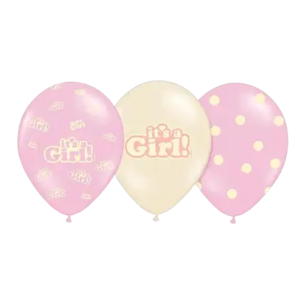 Set of 6 It's a Girl Balloons Mix