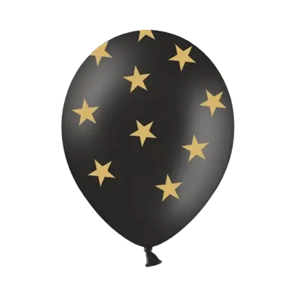 Black balloons with gold star pattern (Set of 6)