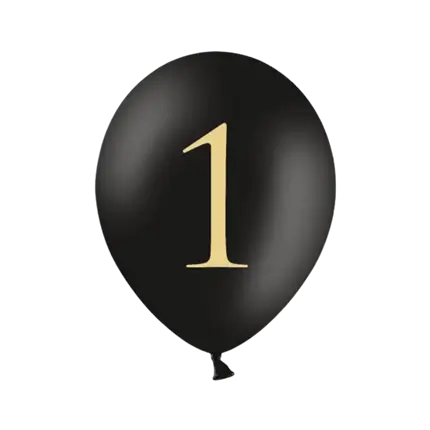 Set of 10 black balloons with 1 inscription