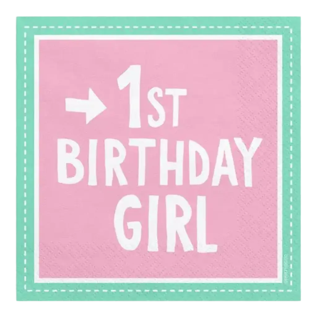 Pack of 20 Pink Paper Napkins 1st Birthday Girl