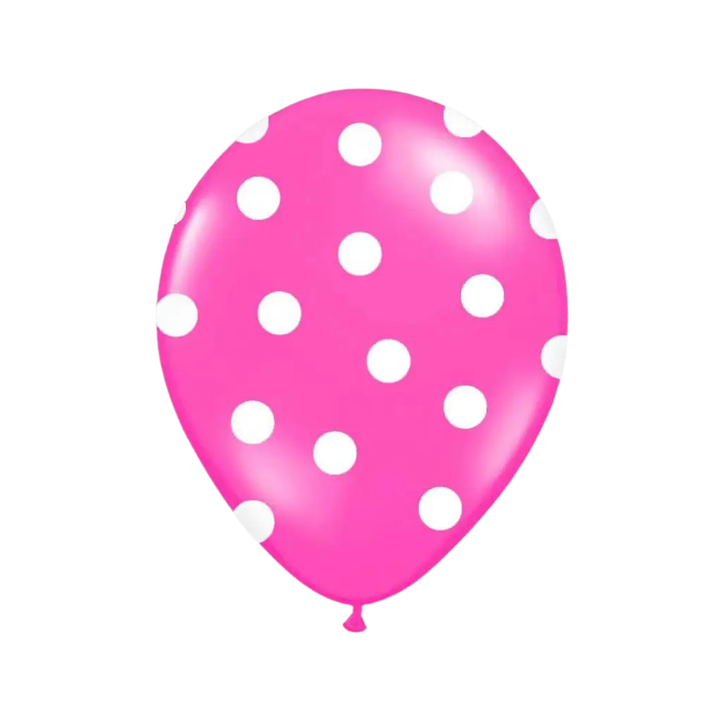 Dark pink balloons with white round patterns (set of 6)