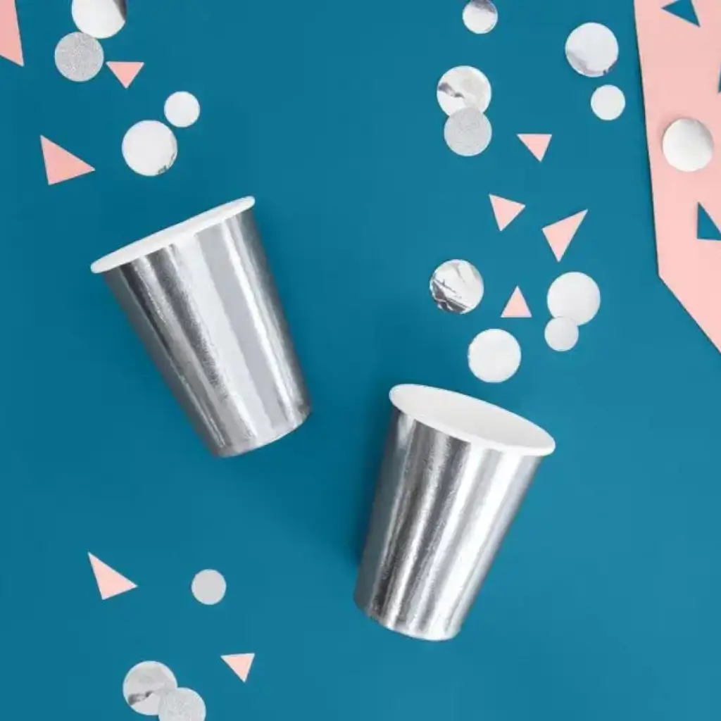 Set of 6 paper cups Silver
