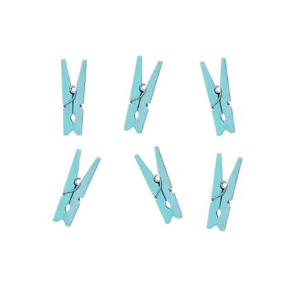 Set of 20 sky blue wooden pins