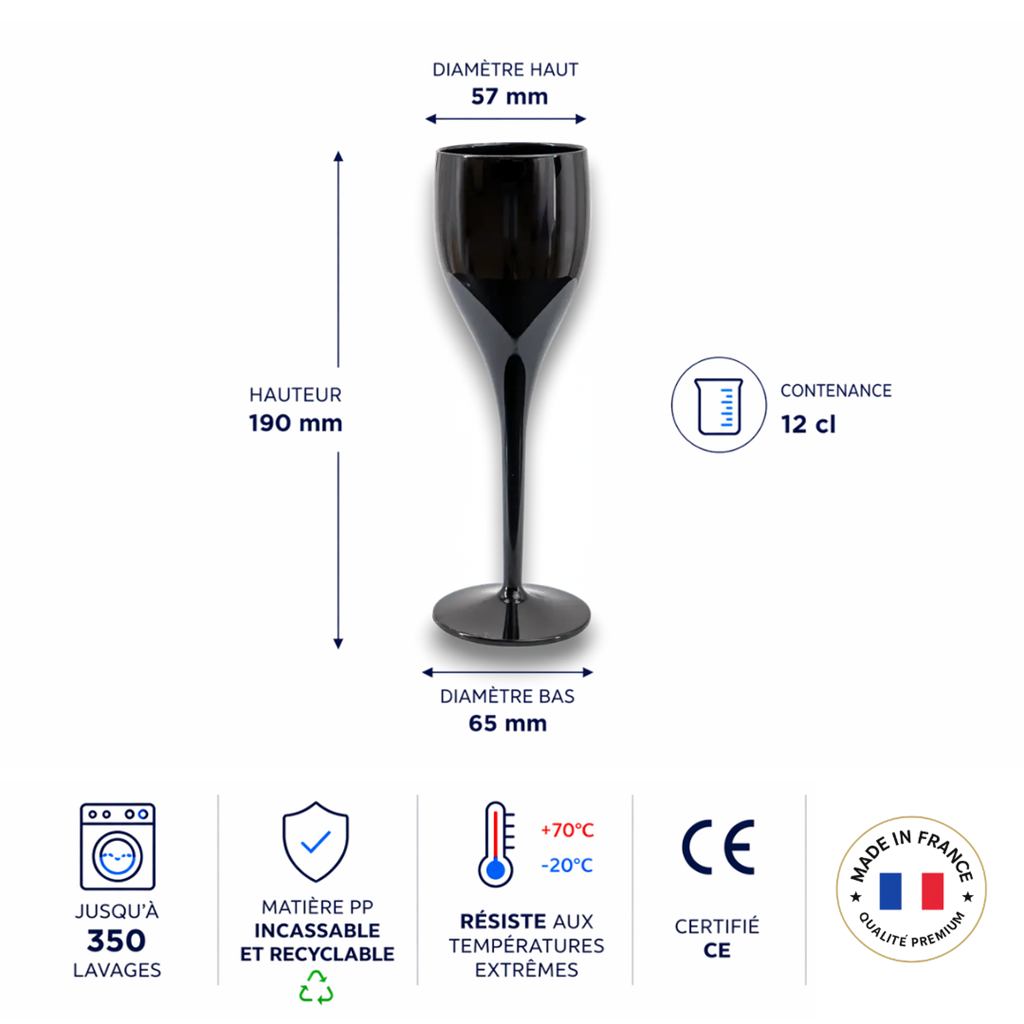 Black Champagne flute 12cl